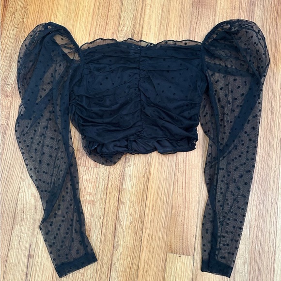 H&M sheer puff sleeves crop top size L(O) - Picture 6 of 12